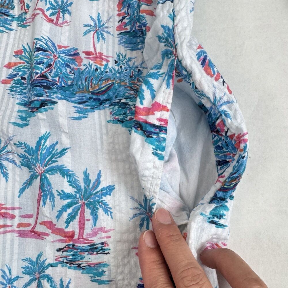 Tommy Bahama Tropical Oasis Boyfriend Beach Shirt Crinkle Cover Up - Picture 7 of 11